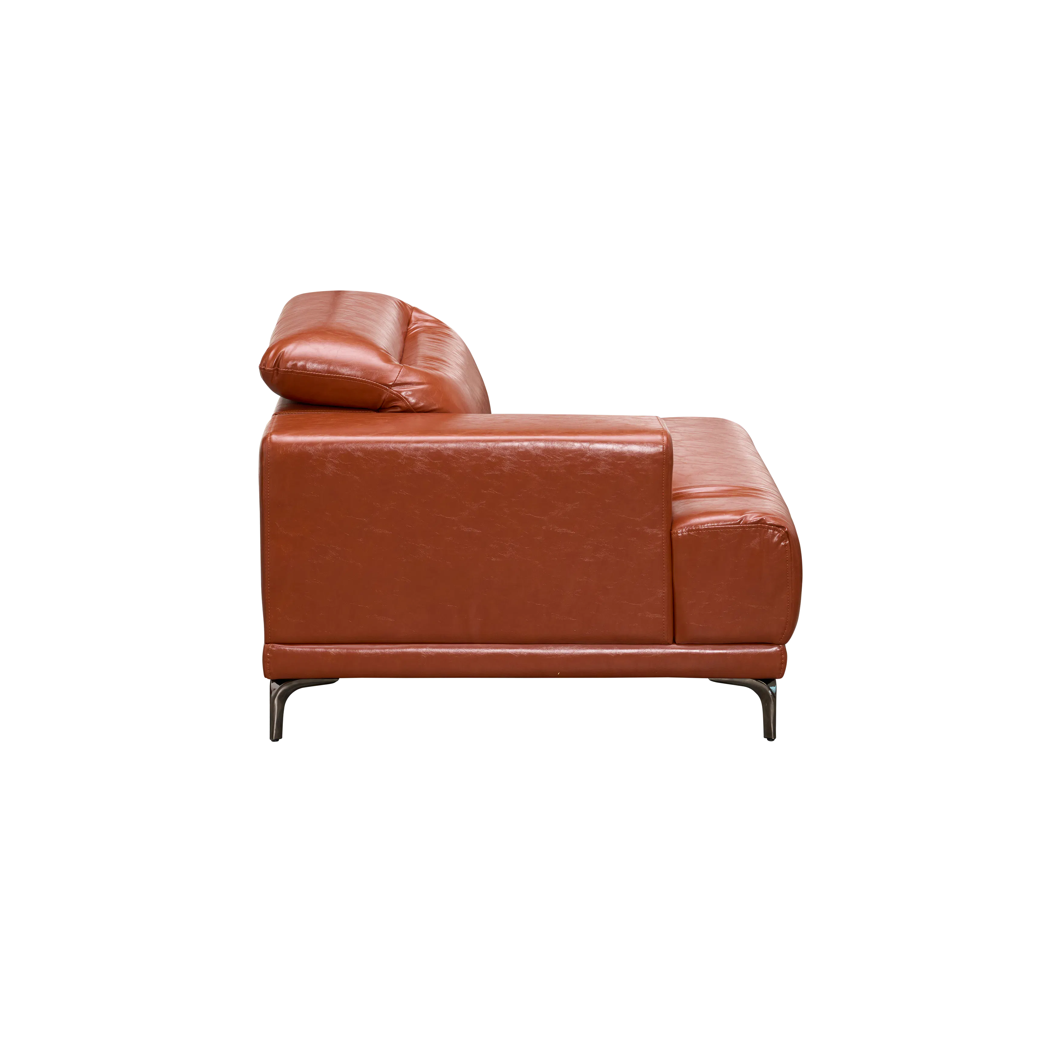 Lorney 4 Seater Sofa with Adjustable Headrest - Camel (Faux Leather) - 35