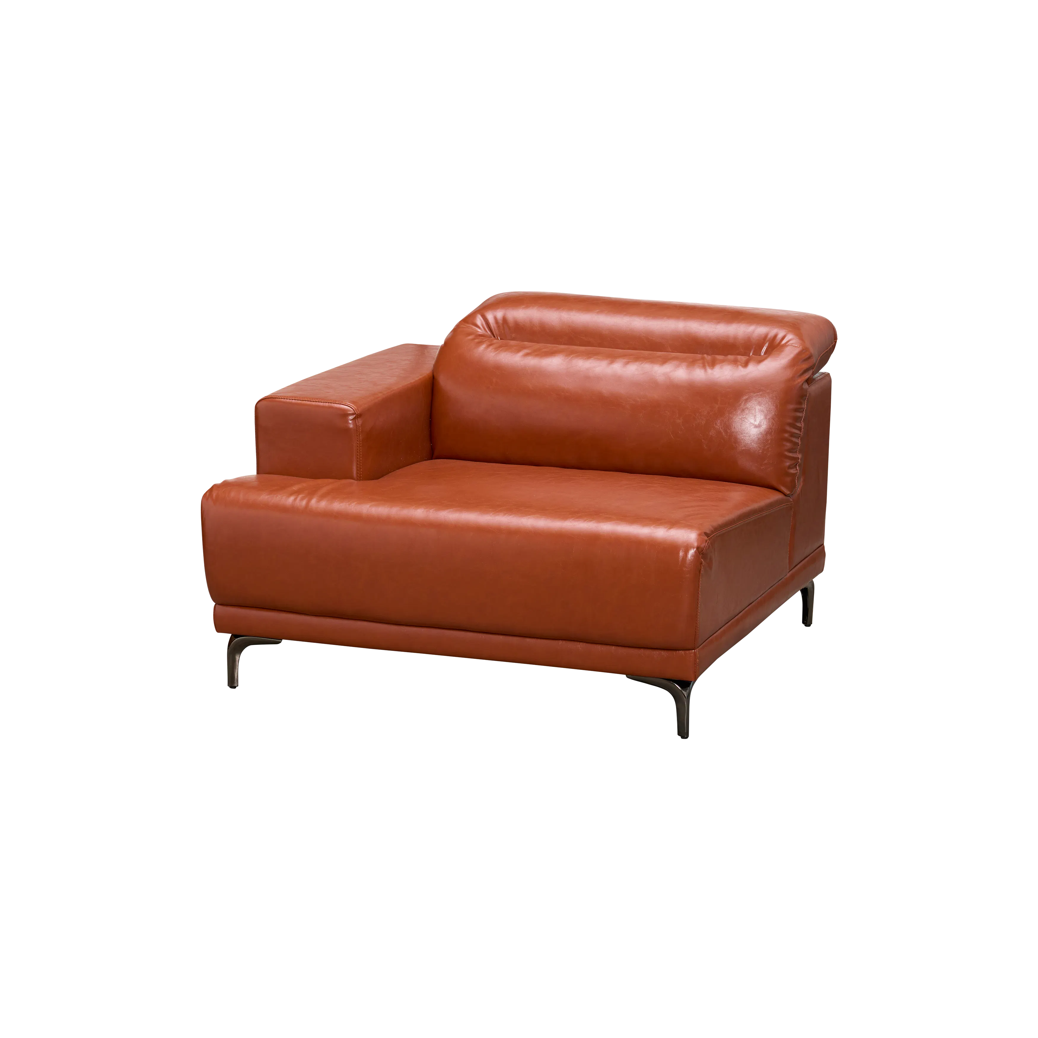 Lorney Left Arm Sofa with Adjustable Headrest - Camel (Faux Leather) - 39