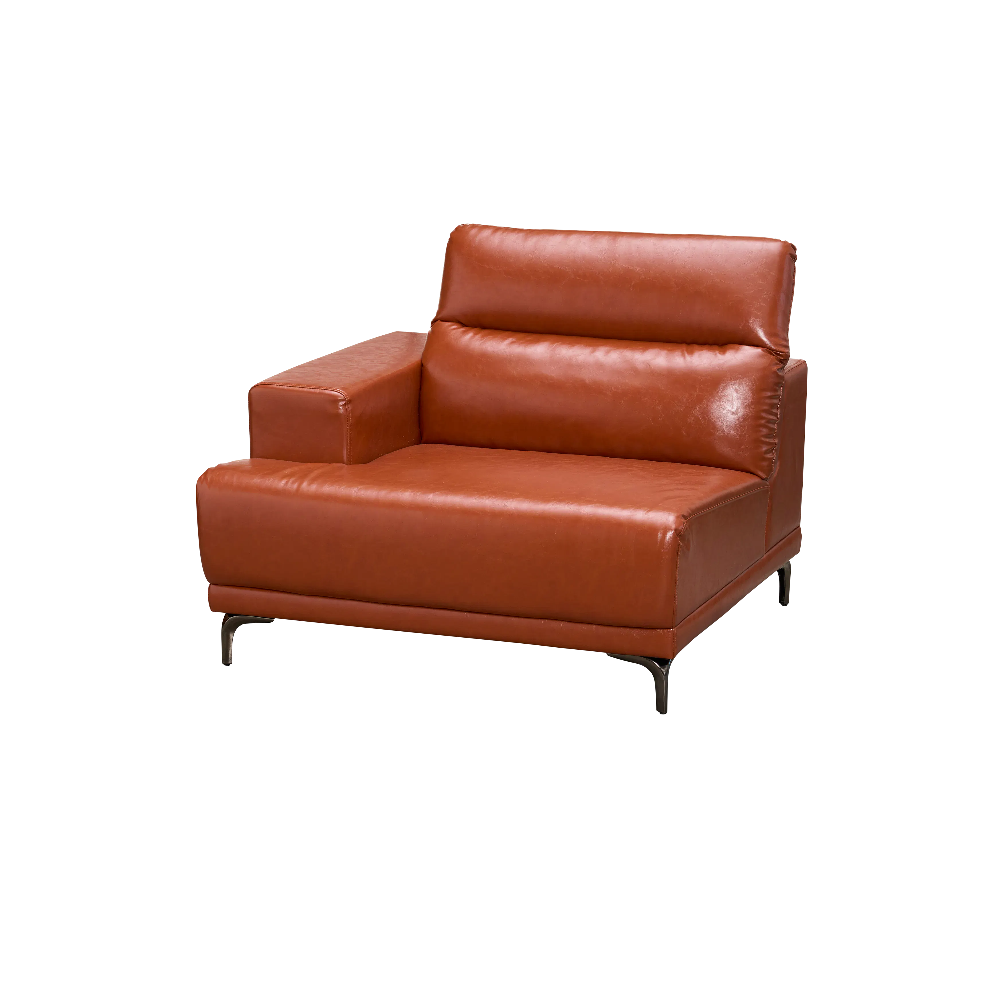 Lorney Left Arm Sofa with Adjustable Headrest - Camel (Faux Leather) - 38