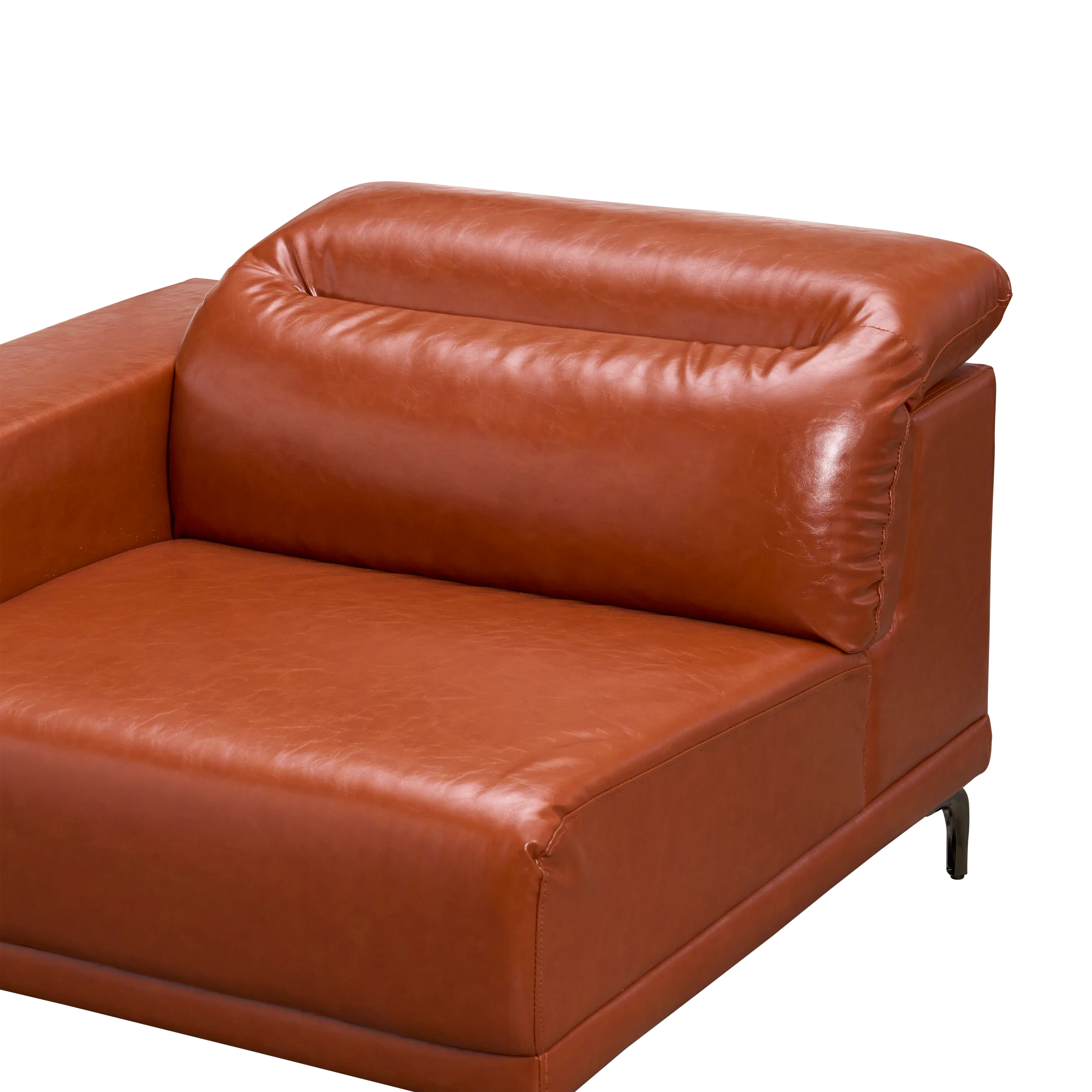 Lorney Left Arm Sofa with Adjustable Headrest - Camel (Faux Leather) - 31