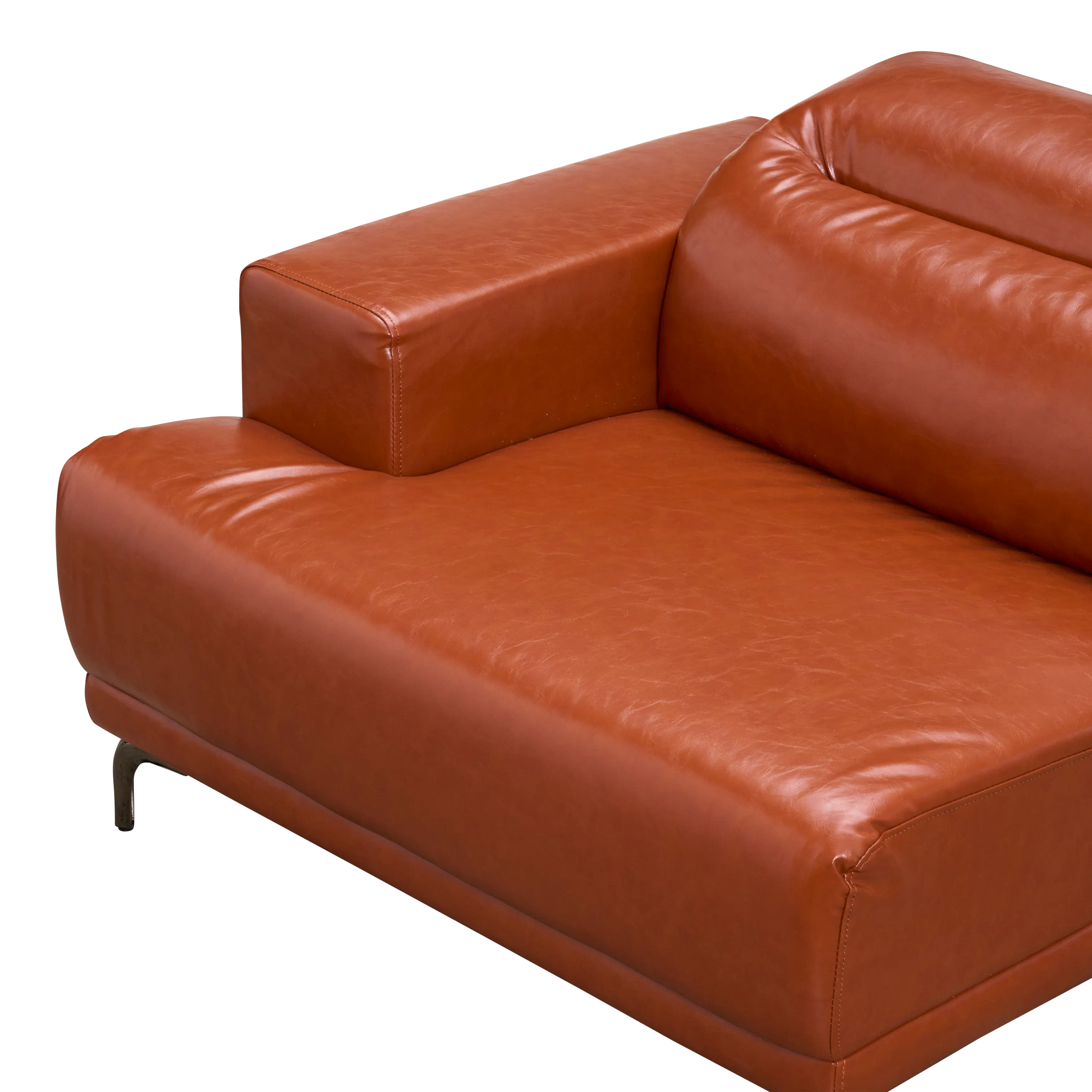 Lorney Left Arm Sofa with Adjustable Headrest - Camel (Faux Leather) - 33
