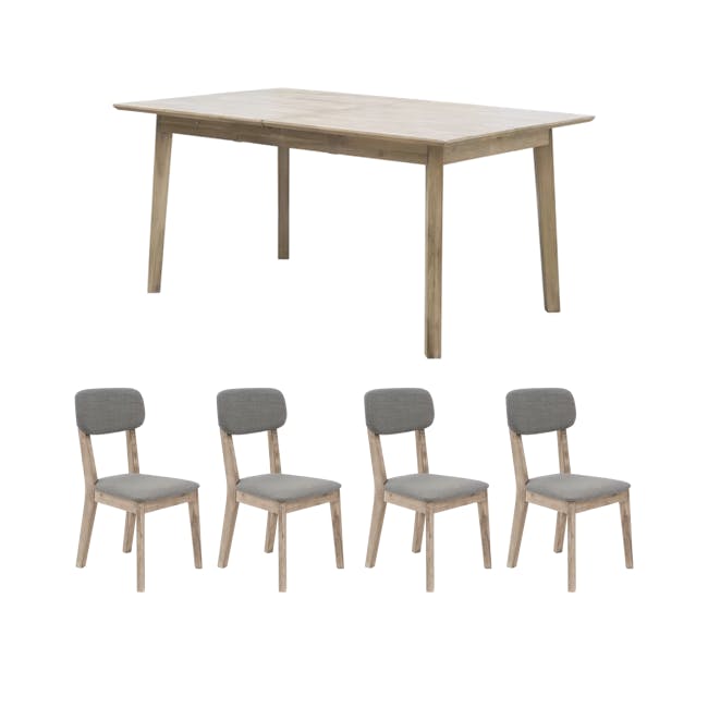 Leland Extendable Dining Table 1.6m-2m with 4 Leland Dining Chairs - 0