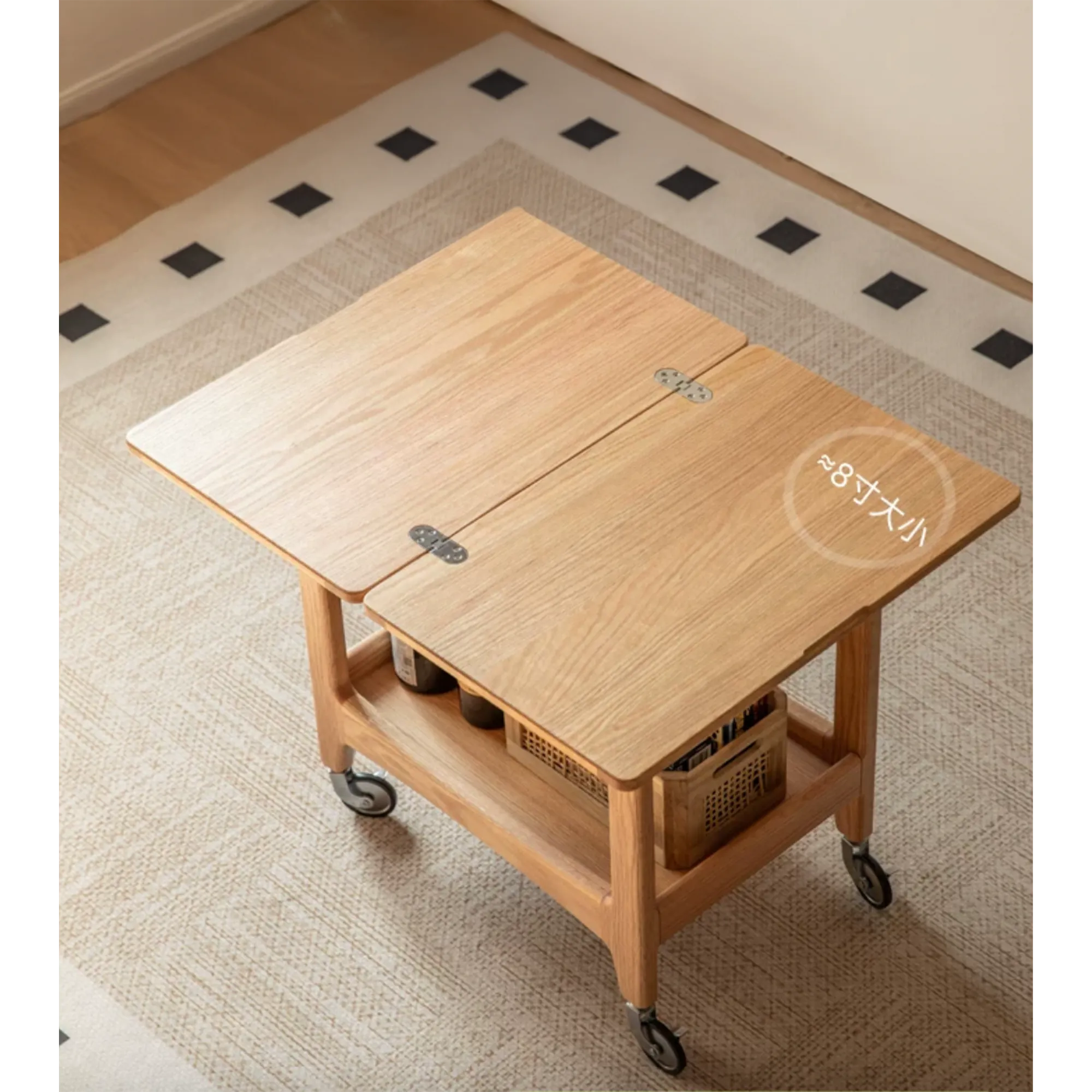 Freddy Folding Trolley Side Table - Oak - 13