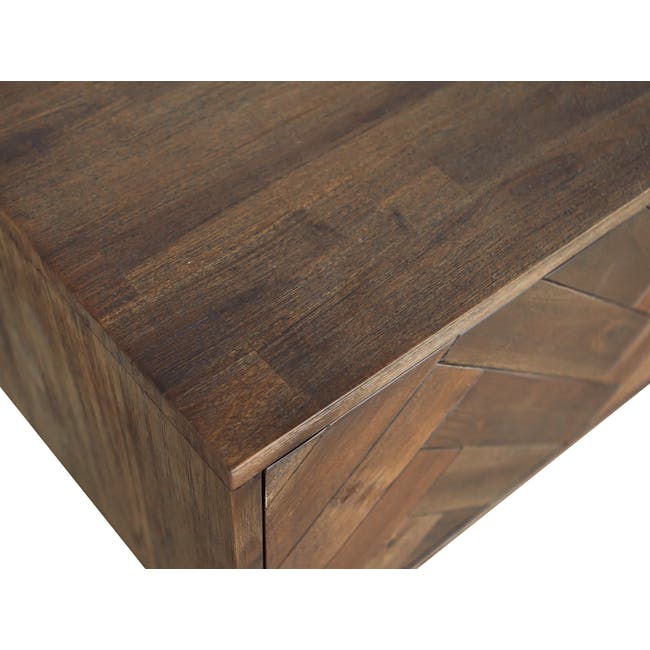Cadencia 5 Drawer Chest 1m - 5 - Dark wood surface, rich texture, natural grain, polished finish, herringbone pattern