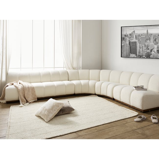 Cosmo Corner Sofa Unit - White Boucle (Spill Resistant) - 1