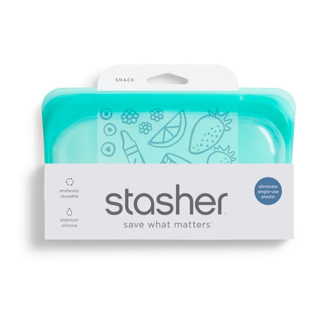 Stasher Reusable Silicone Bag - Snack - Aqua - 7