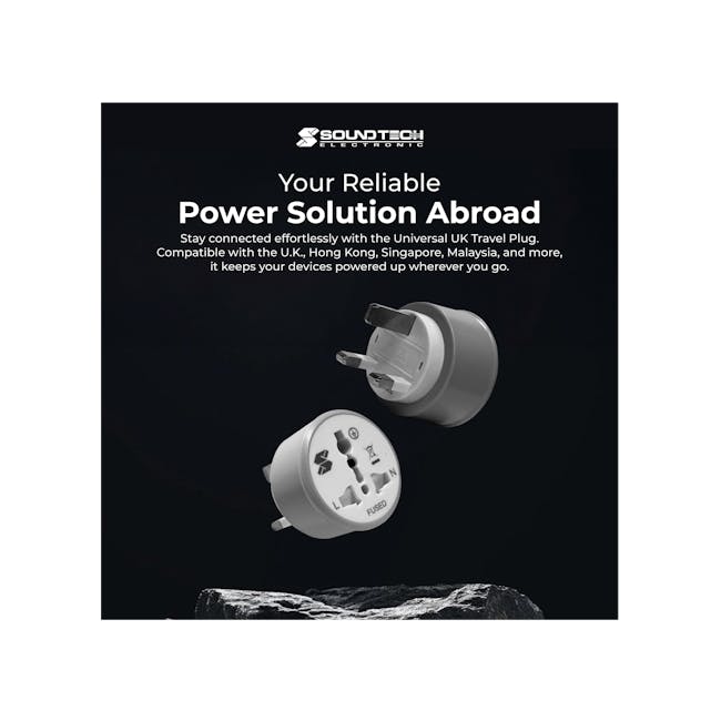 SOUNDTEOH Universal Travel Adaptor - 7 - Universal UK Travel Plug, Reliable Power Solution, Stay Connected, Compatible