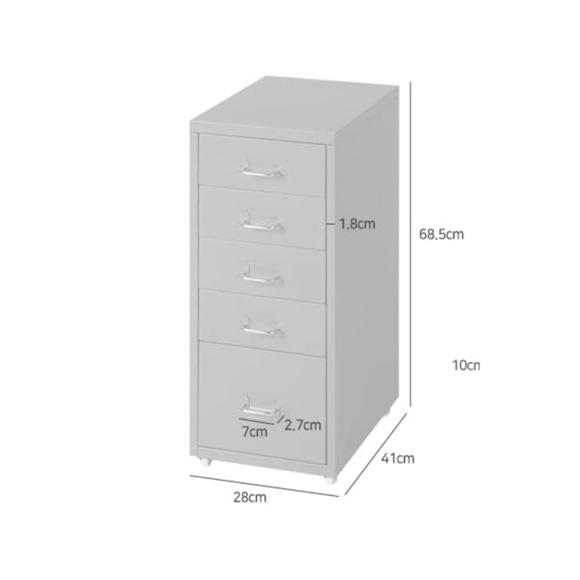 Fiko 5 Tier Metal Cabinet - Dark Grey - 7