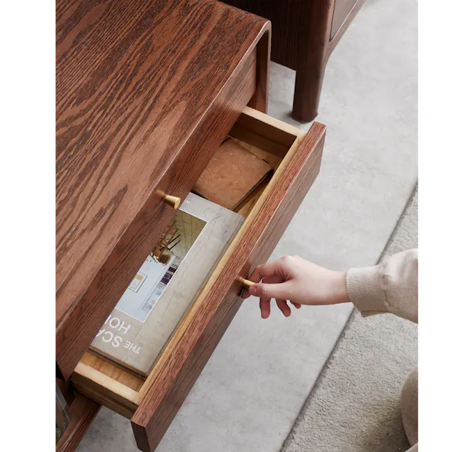 Lucia TV Console 1.5m - 11 - Wooden drawer, interior view, wooden furniture, wooden drawer handle, wooden drawer pull