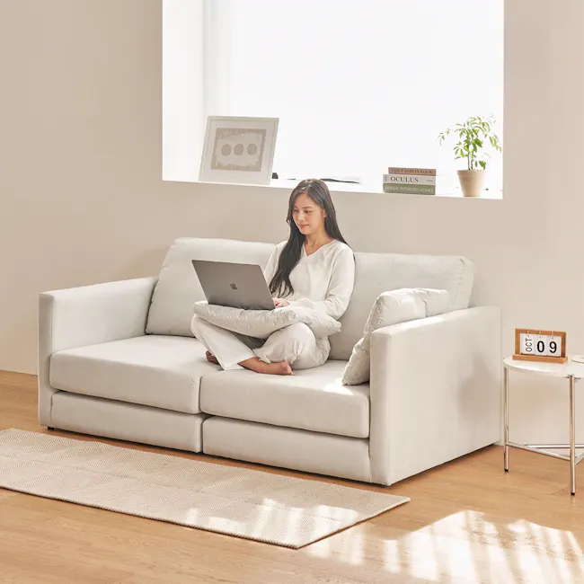 Mara Modular Right Arm Sofa Bed - Ivory (Aquatex Fabric) - 31