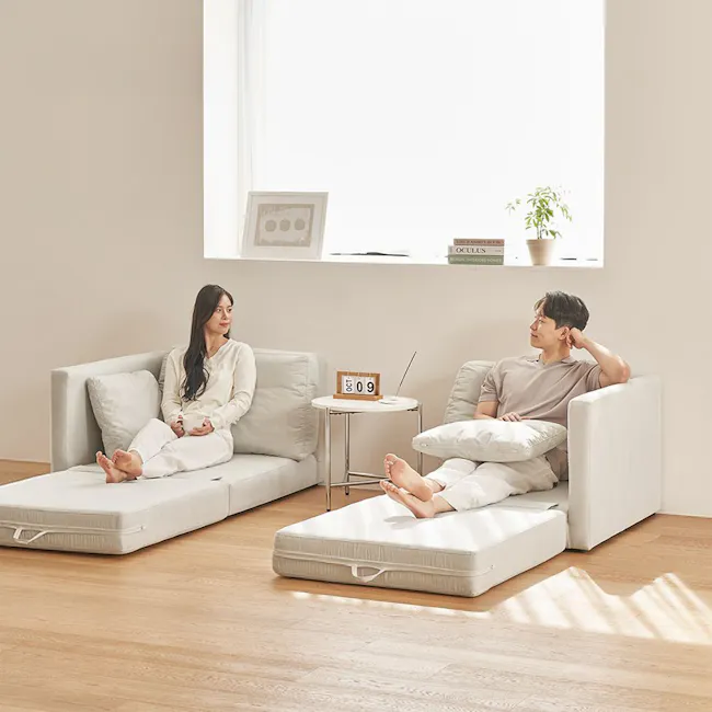 Mara Modular Right Arm Sofa Bed - Ivory (Aquatex Fabric) - 18