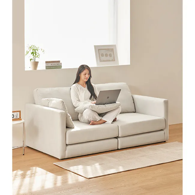 Mara Modular Right Arm Sofa Bed - Ivory (Aquatex Fabric) - 12