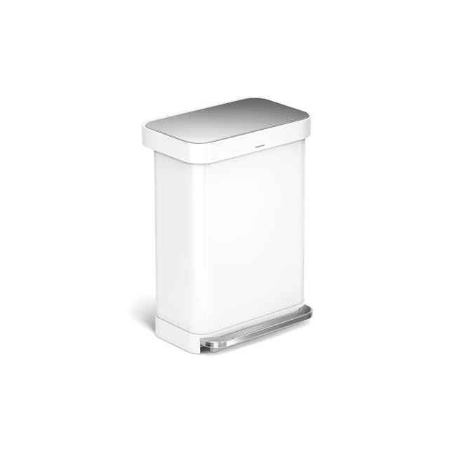 simplehuman Rectangular Step Can - White (2 Choices) - 4 - White, modern, sleek, minimalist, cylindrical, disposable, trash