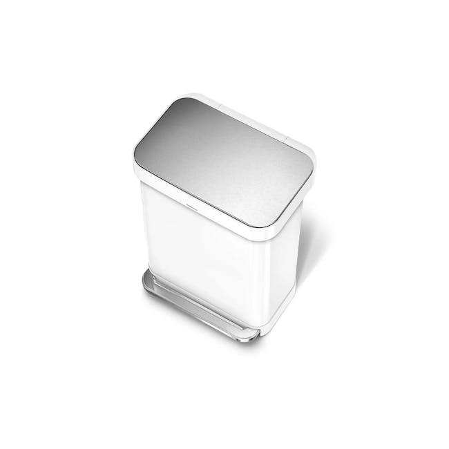 simplehuman Rectangular Step Can - White (2 Choices) - 6 - Sleek, modern design with a minimalist aesthetic, Transparent lid