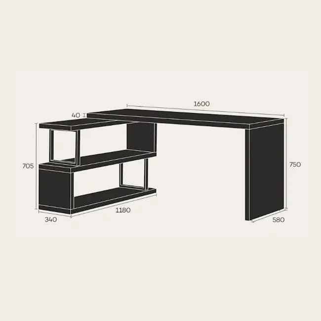 (As-is) Benzo Study Table with Bookshelf 1.6m - White - 1 - 19