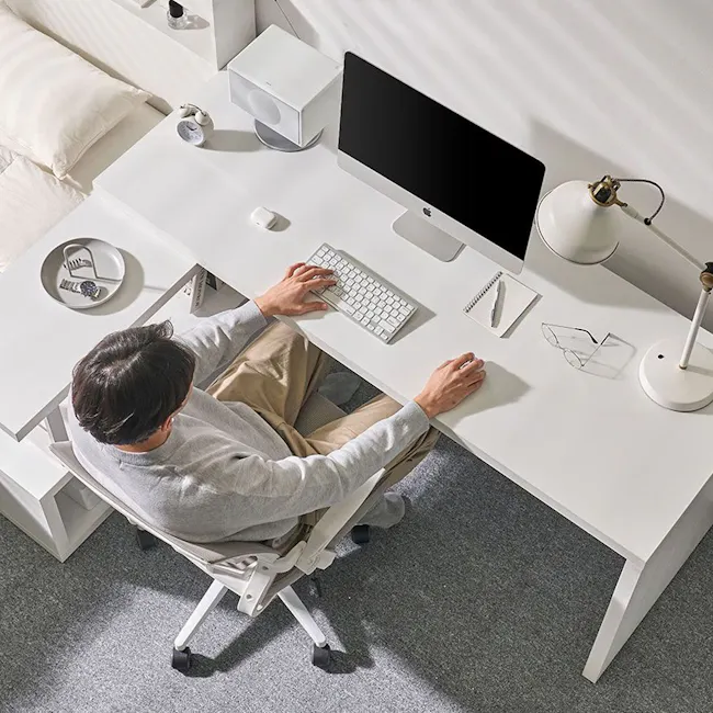 (As-is) Benzo Study Table with Bookshelf 1.6m - White - 1 - 11