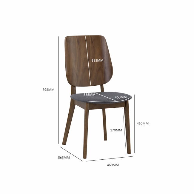 Lofti Dining Chair - Cocoa, Battleship Grey - 7 - Wooden chair, 385mm seat height, 895mm overall height, 565mm seat width