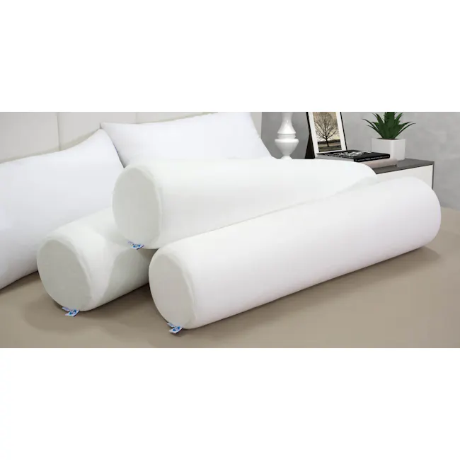MaxCoil Mars Foam Bolster - 2 - White cylindrical furniture, soft bedding, minimalist decor, modern bedroom, white pillows