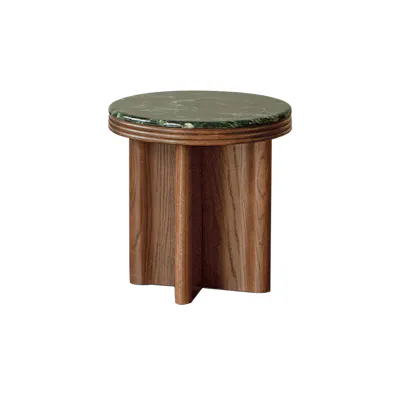 Reign Round Side Table 0.45m - Walnut, Jade (Marble)