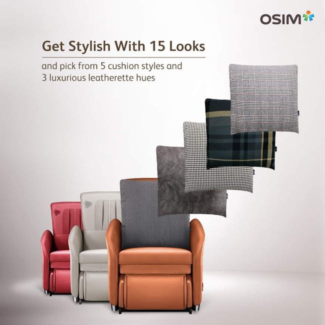 OSIM uDiva 3 Transformer Massage Sofa - Grey (Herringbone Cushion Cover) - 9