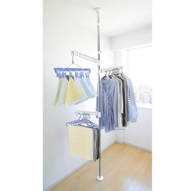 HEIAN Laundry Hanger Standing Pole Clothes Rack - 2 - Organized clothing rack, multi-colored hangers, hanging clothes
