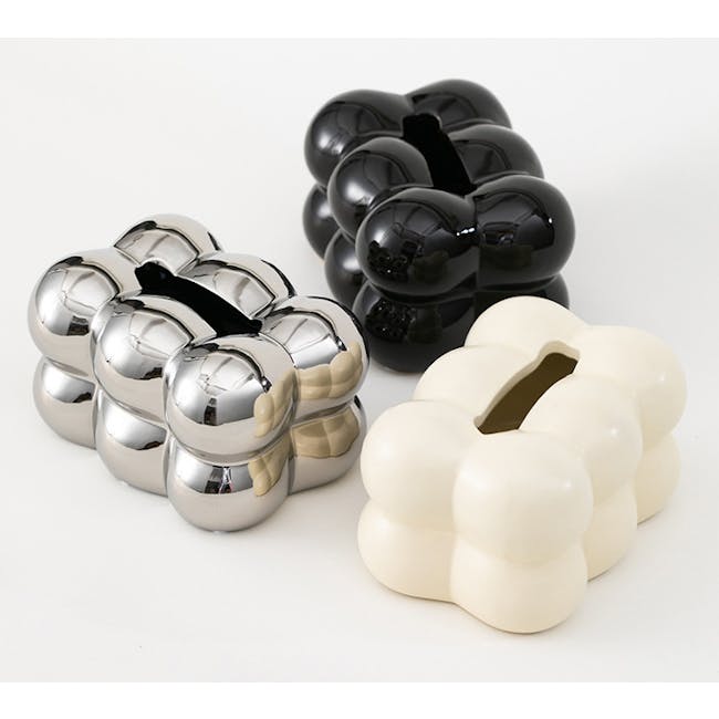 Colin Ceramic Tissue Box - Silver - 1