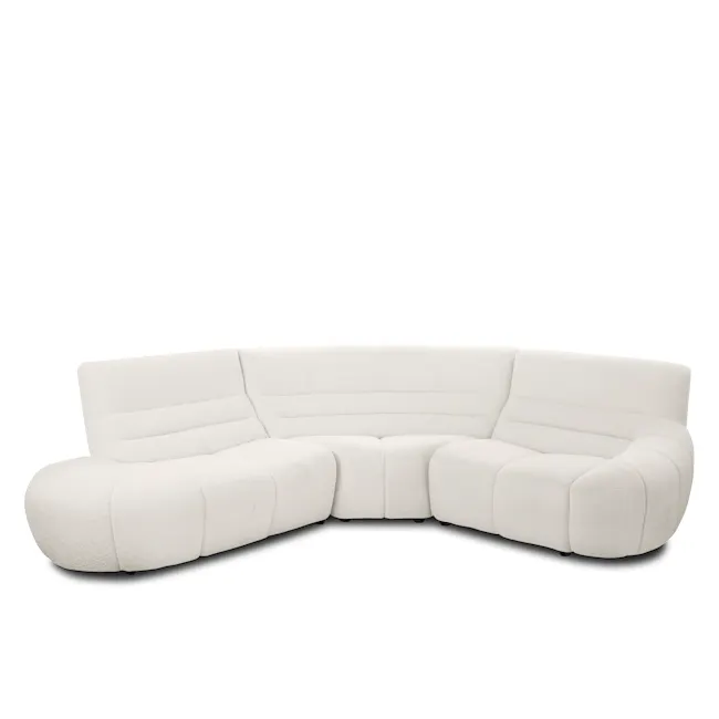 Tara Left Extended Chaise Sofa Unit - Beige - 13 - Sleek, modern white sectional sofa with plush cushions, Ergonomic design