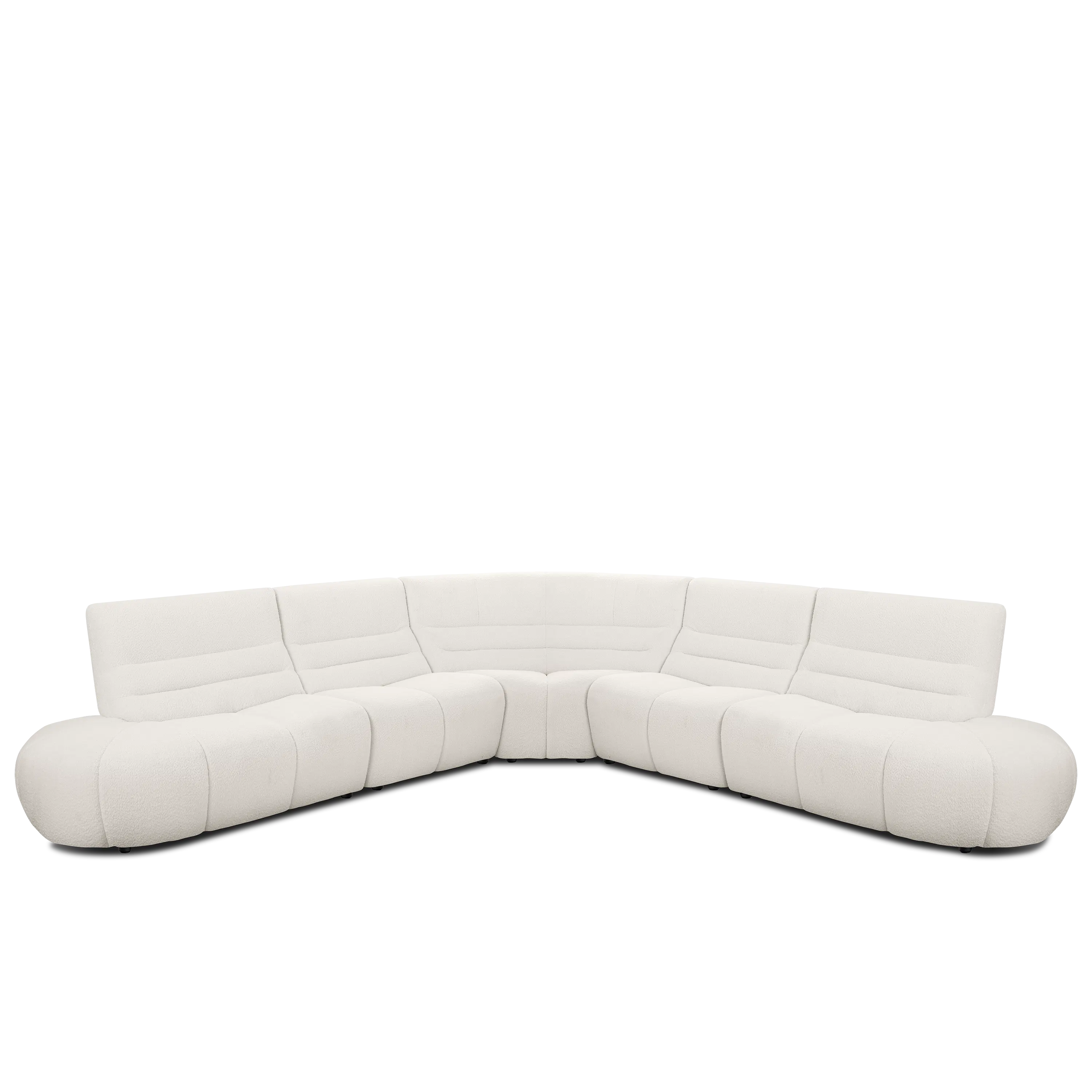 Tara Left Extended Chaise Sofa Unit - Beige - 9 - Sleek, modern white sectional sofa with plush cushions, Elegant