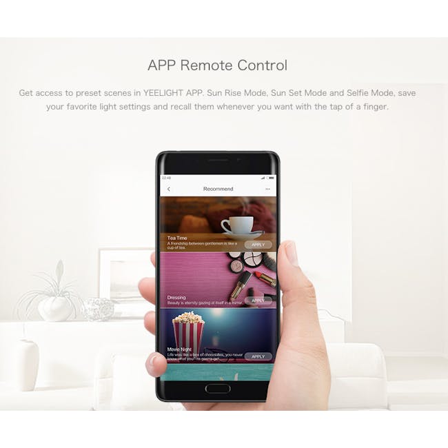 Yeelight LED Smart Ceiling Light with Remote - Cream White - 10 - Remote control, app, pre-set scenes, Yeelight app, Sun