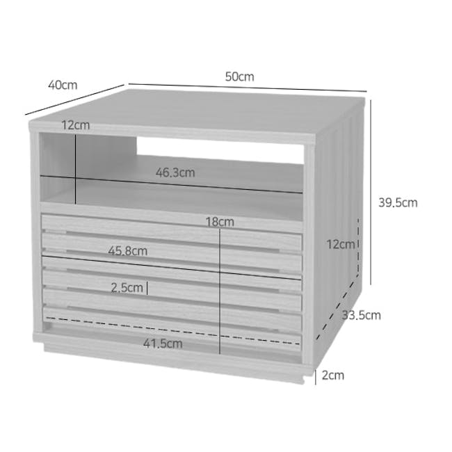 Sholid Bedside Table - 8 - Compact storage unit with open shelves, Adjustable height drawers, Multi-functional storage