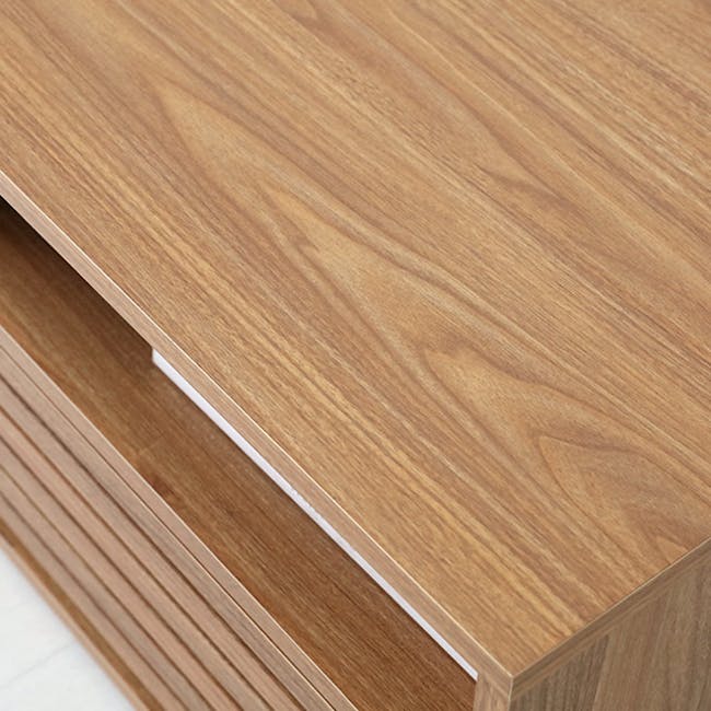 Sholid Bedside Table - 7 - Wooden surface, natural wood grain, polished finish, minimalist design, wooden drawer, sideboard