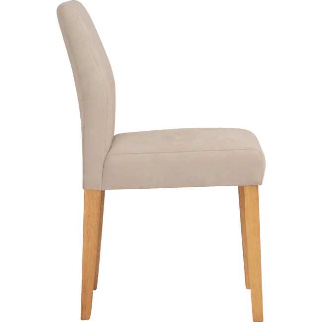 Ladee Dining Chair - Natural, Soft Beige - 5 - Beige upholstered chair, wooden legs, minimalist design, soft fabric