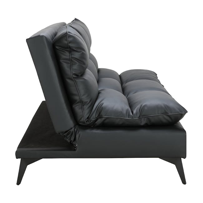 Helge 3 Seater Sofa Bed - Black (Faux Leather) - 10