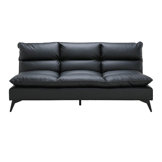 Helge 3 Seater Sofa Bed - Black (Faux Leather) - 0