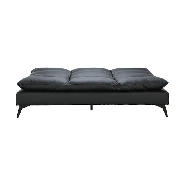 Helge 3 Seater Sofa Bed - Black (Faux Leather) - 9