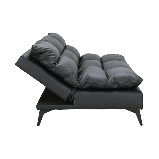 Helge 3 Seater Sofa Bed - Black (Faux Leather) - 11