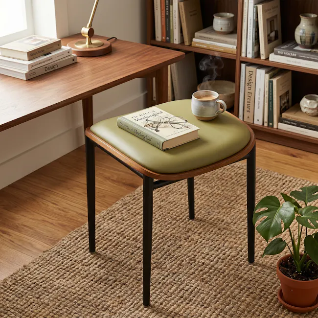 Edson Stool - Green (Faux Leather) - 2