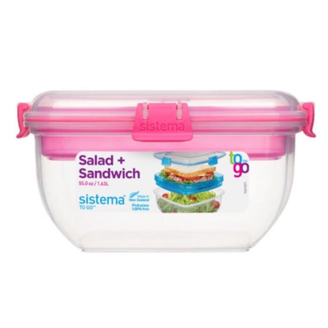 Sistema Salad N Sandwich To Go 1.63L -  Pink - 3