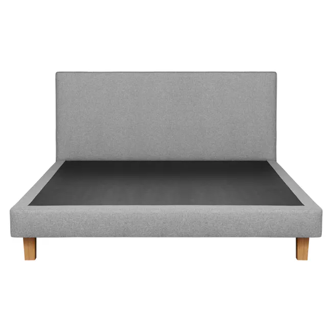 ESSENTIALS King Headboard Divan Bed - Stone (Faux leather) - 2 - Grey upholstered sofa, minimalist design, modern furniture