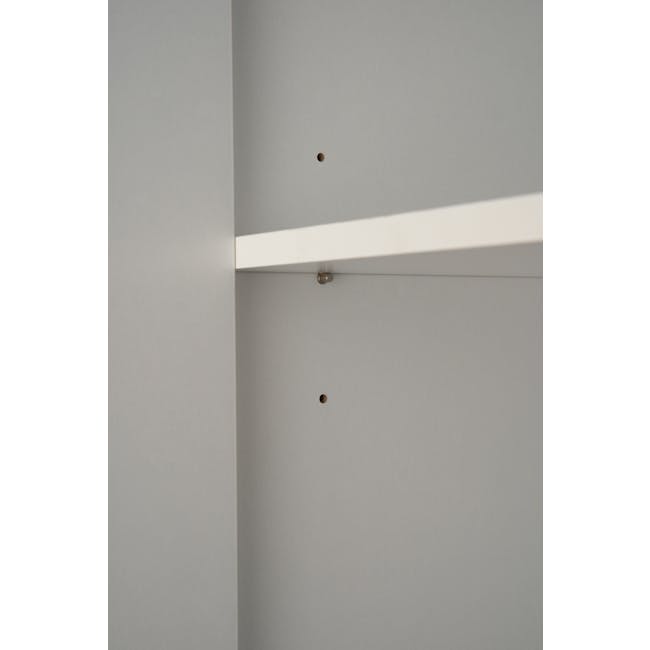 Miah 3 Door Wardrobe with Open Shelves - White - 23 - Minimalist ceiling, white shelf, simple design, clean lines, modern