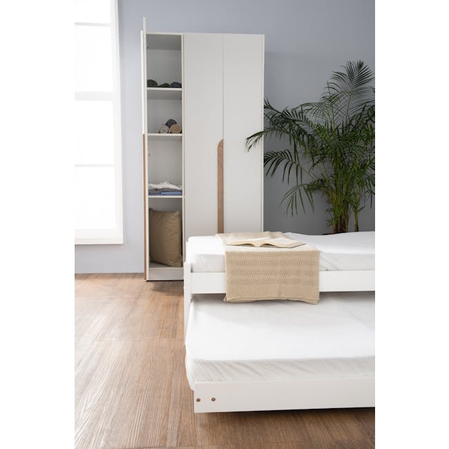 Miah 3 Door Wardrobe with Open Shelves - White - 7