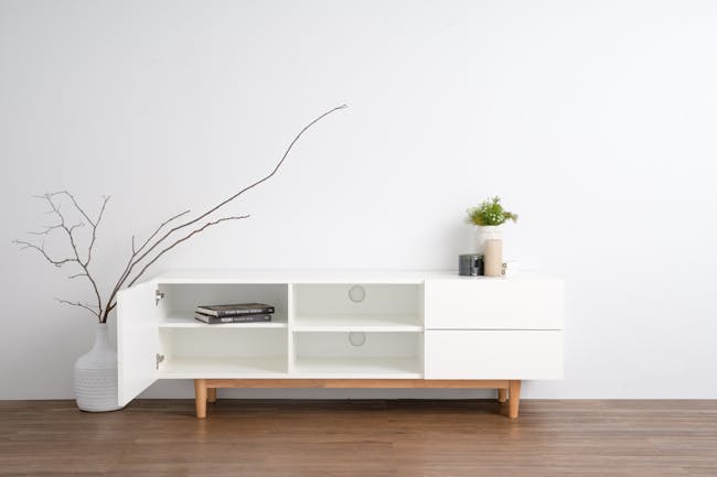 (As-is) Aalto TV Cabinet 1.6m - White, Natural - 15 - 52
