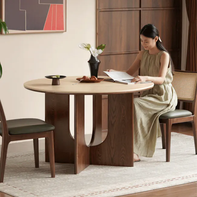 Nathan Round Dining Table 1.1m - Travertine (Sintered Stone) - 3