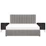 Audrey King Storage Bed in Seal Grey (Velvet) with 2 Volos Bedside Tables - 0