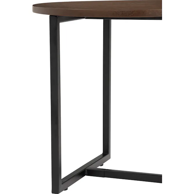Felicity Round Side Table - Walnut - 13 - Round table with dark brown top, black metal frame, minimalist design, sleek