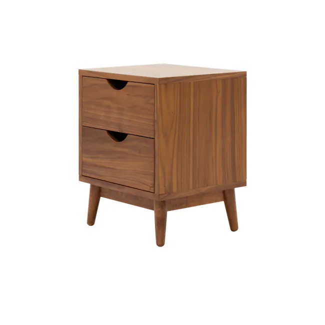 Kyoto Twin Drawer Bedside Table - Walnut - 1