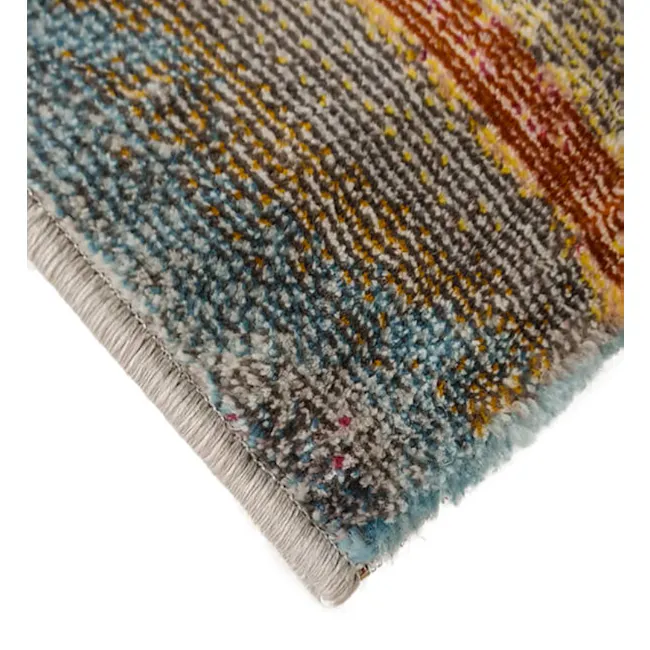 Noemi Low Pile Rug - Color Wash (3 Sizes) - 4 - floral print, multicolored herringbone, textured fabric, knitted material