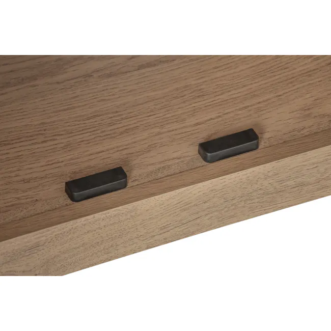 Rhodes Shoe Cabinet - 13 - Wooden surface, black rectangular objects, sleek design, minimalist decor, modern furniture