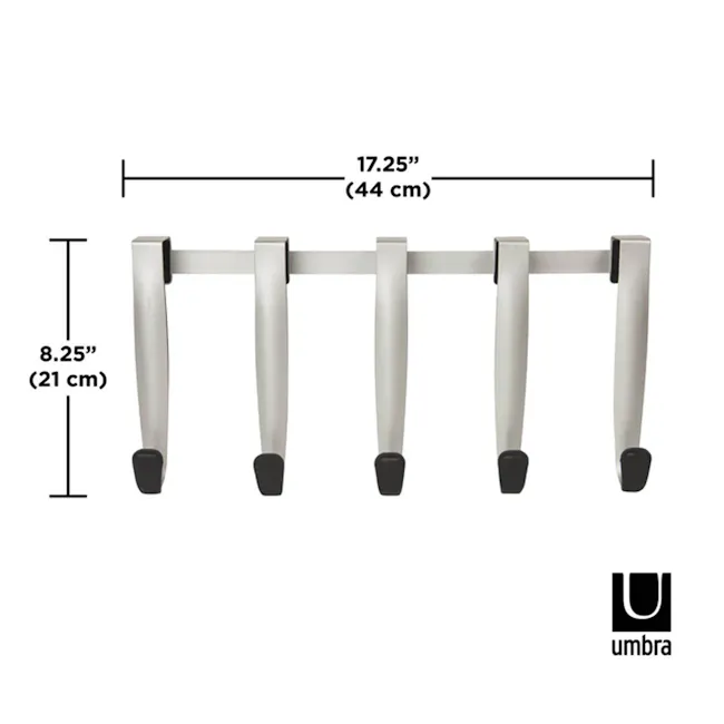 Schnook Door 5 Hook - Black, Nickel - 4