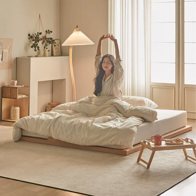Akira Super Single Modular Floor Platform Bed - Oak - 7